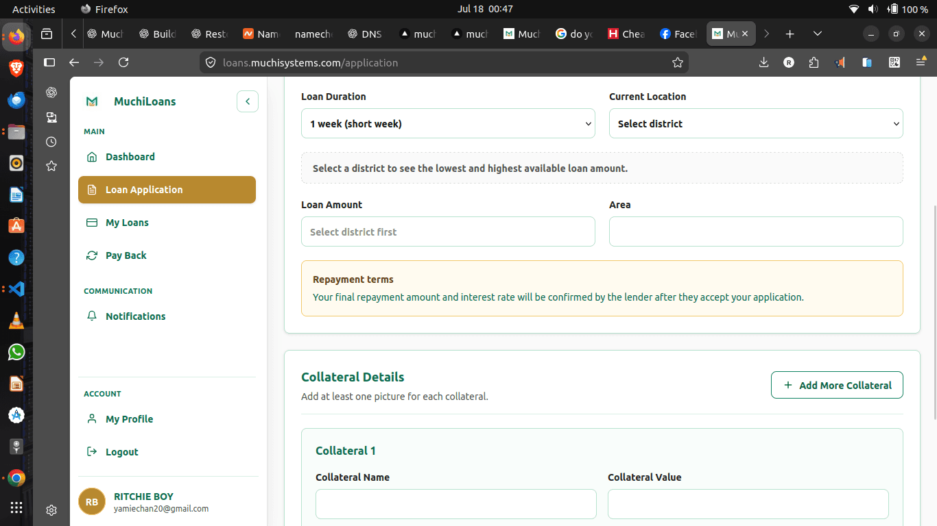 Muchi Loans website